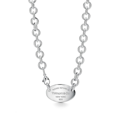 Tiffany & Co Return To Tiffany® Oval Tag Necklace In Sterling Silver