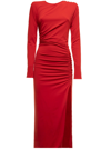 FEDERICA TOSI DRAPED RED LONG DRESS WITH SLIT FEDERICA TOSI WOMAN