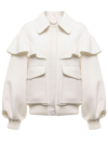 CHLOÉ WHITE WOOL AND SILK JACKET WITH RUFFLES DETAIL CHLOÉ WOMAN