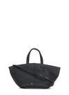 Mansur Gavriel Tulipano Leather Top Handle Bag In Black