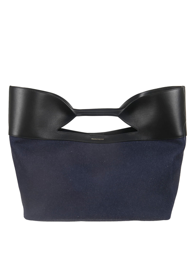 Alexander Mcqueen The Bow Tote Bag In Denim/black