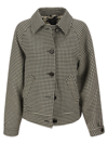 Marni Reversible Gingham Wool-blend And Animal-print Twill Jacket In Black/white