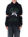 Raf Simons Graphic-print Detachable-sleeve Hoodie In Black