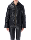 MICHAEL MICHAEL KORS FAUX LEATHER HOODED DOWN JACKET