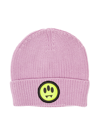 Barrow Wool Hat Unisex Pink Rib-knit Beanie With Smile Patch In Pink