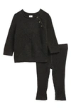 Nordstrom Babies' Kids'  Essential Organic Cotton Sweater & Knit Leggings Set In Grey Dark Charcoal Heather