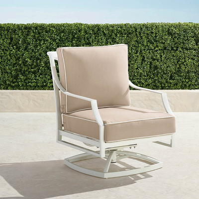 Frontgate Grayson Swivel Lounge Chair With Cushions In White Finish