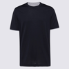 Brunello Cucinelli Slim Fit Crewneck Contrasting Trim Cotton T-shirt In Blue