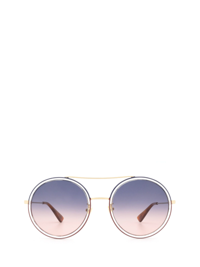 Gucci Eyewear Round Sunglasses In Gold