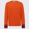 Etro Ricamo Maglia Crewneck Wool Sweater In Orange