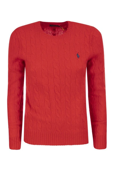 Polo Ralph Lauren Plaited Wool And Cashmere Crew-neck In Red