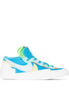 Nike Sacai Kaws Blazer Low Colour-block Suede-trimmed Leather Sneakers In Blau