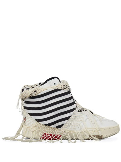 Saint Laurent Cure Scarf Ankle Boots In Weiss