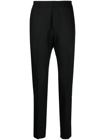 Ami Alexandre Mattiussi Cropped Pinstripe Track Trousers In Black
