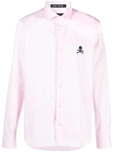 Philipp Plein Embroidered-logo Cotton Shirt In Rosa