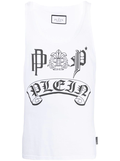 Philipp Plein Logo印花棉坦克背心 In Weiss