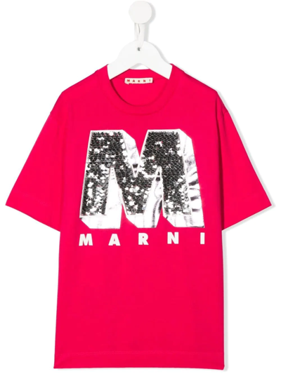 Marni Kids' Logo Crew-neck T-shirt In 0m332