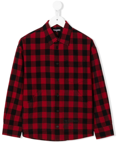 Dsquared2 Check-print Long Sleeve Shirt In Red