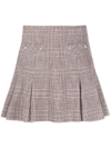 Maje Jinone Pleated Plaid Mini Skirt In Red