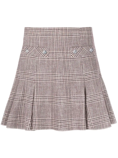 Maje Jinone Pleated Plaid Mini Skirt In Red