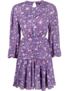 MAJE FLORAL-PRINT CUT-OUT RUCHED DRESS