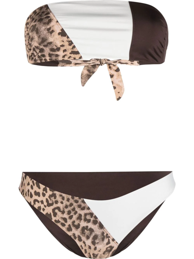 Tara Matthews Sperone Patchwork Bikini In Brown