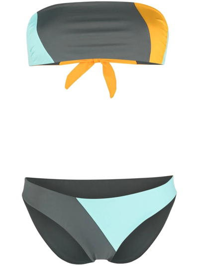 Tara Matthews Sperone Patchwork Bikini In Grey