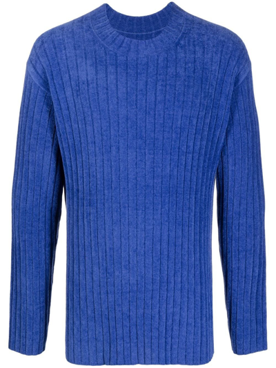Dion Lee Ribbed-knit Fitted Sweatshirt In Blueprint