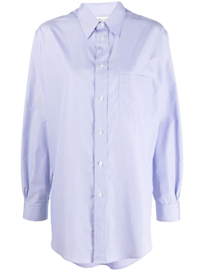 Maison Margiela Shirt Dress In White Blue Stripes