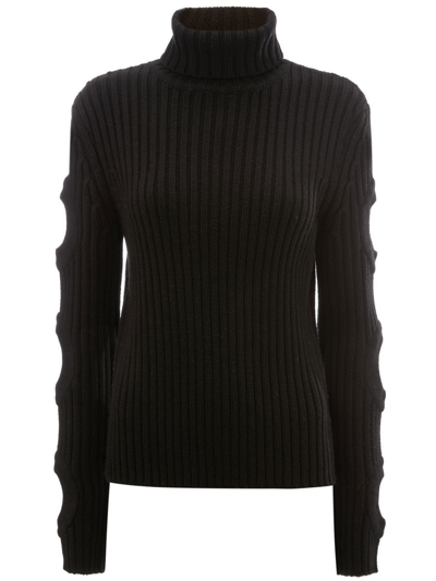 Jw Anderson Cut Out Sleeve Turtleneck Jumper In Black