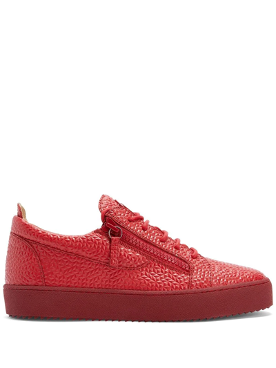 Giuseppe Zanotti Frankie Geometric-textured Sneakers In Red