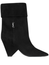 Saint Laurent Suede Niki Ankle Boots 85 In Schwarz