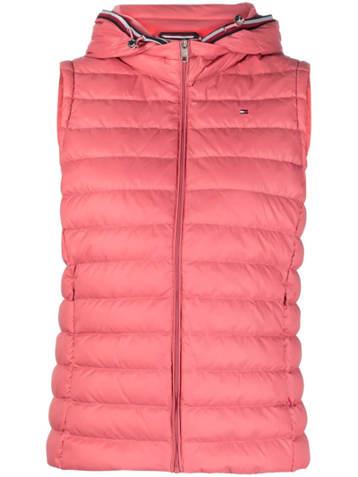 Tommy Hilfiger Logo Zipped Gilet In Rosa