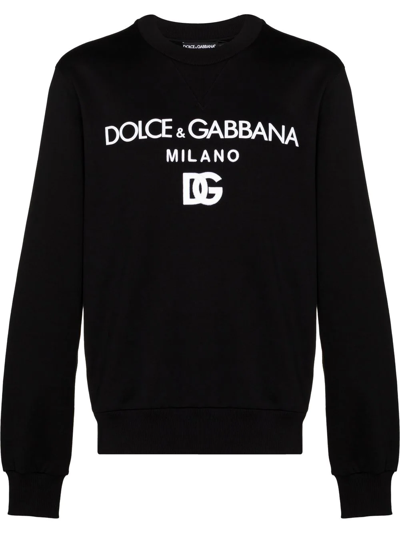 DOLCE & GABBANA LOGO-EMBROIDERED COTTON SWEATSHIRT