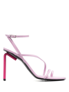 Off-white 110mm Allen Glittered Leather Sandals In Rosa