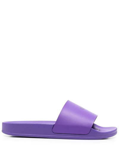 Off-white Logo Printed Slip-on Sandals In Purple