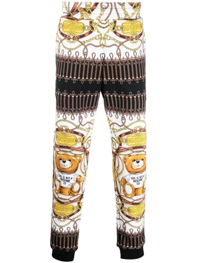 Moschino Teddy Bear-print Cotton Track Pants In Multi-colored