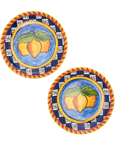 DOLCE & GABBANA CARRETTO-PRINT DESSERT PLATES (SET OF TWO)