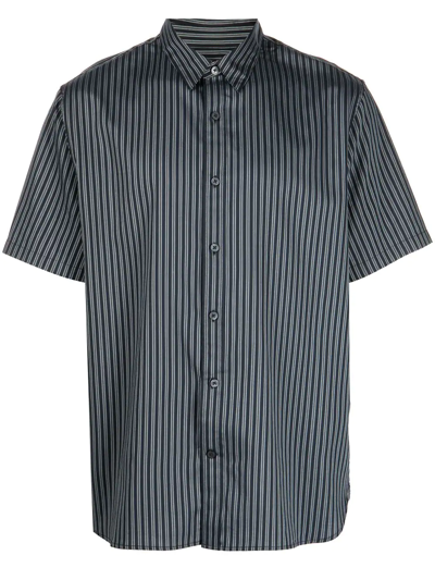Vince Claremont Stripe Short Sleeve Cotton Button-down Shirt In Coastal