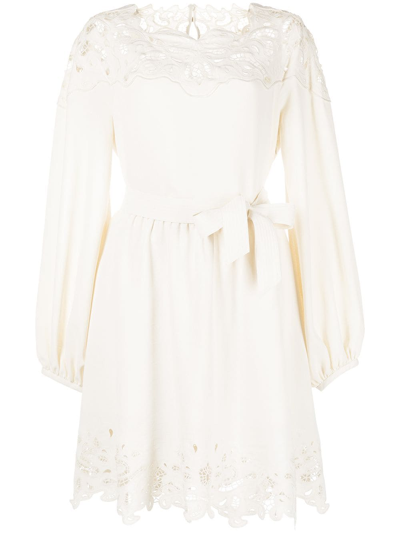 Simkhai Avra Paisley-embroidered Mini Dress In Weiss