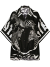 Dolce & Gabbana Zebra Oversized Silk Zebra-print Shirt In Black