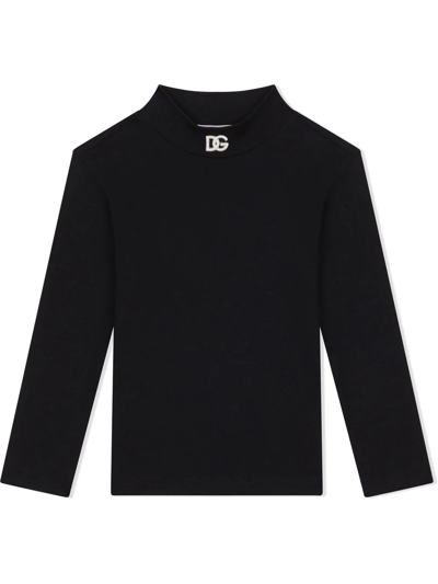 Dolce & Gabbana Logo-patch Long-sleeve T-shirt In Schwarz