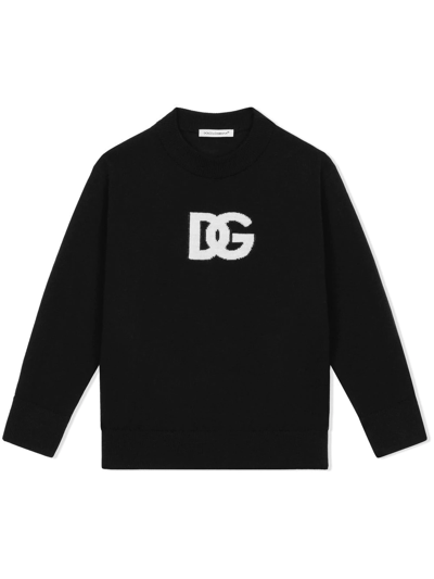 Dolce & Gabbana Jacquard Logo Jumper In Black