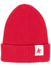 GOLDEN GOOSE KNITTED LOGO-PATCH BEANIE