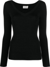 P.a.r.o.s.h Black Sweater With Deep Neckline In Schwarz