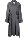 Low Classic Oversized-sleeve Cuban-collar Woven Trench Coat In Grey