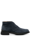 Tod's Dark Grey Chukka Lace Up Boots In Blue