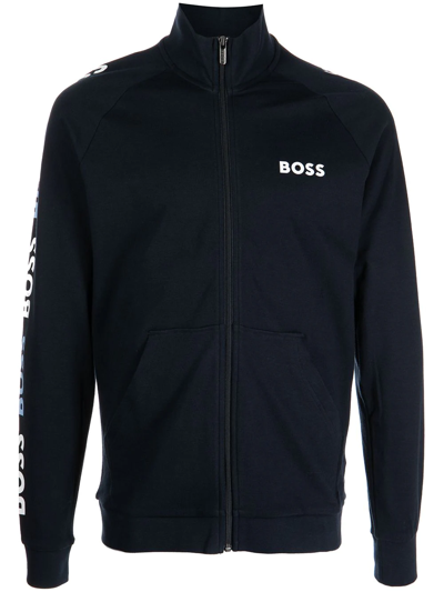 Hugo Boss Contemp Logo-print Jacket In Blau