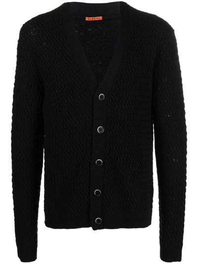 Barena Venezia 'salarol' Button Front Basket Weave Stitch Cardigan In Black
