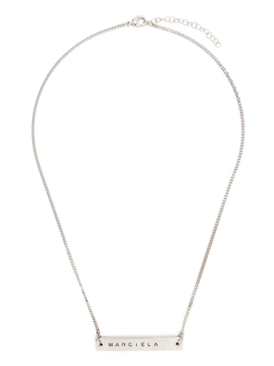 【MM6 Maison Margiela】ロゴ入り ネックレス Brushed palladio Mm6 Maison Margiela Logo-plaque Chain Necklace In Polished